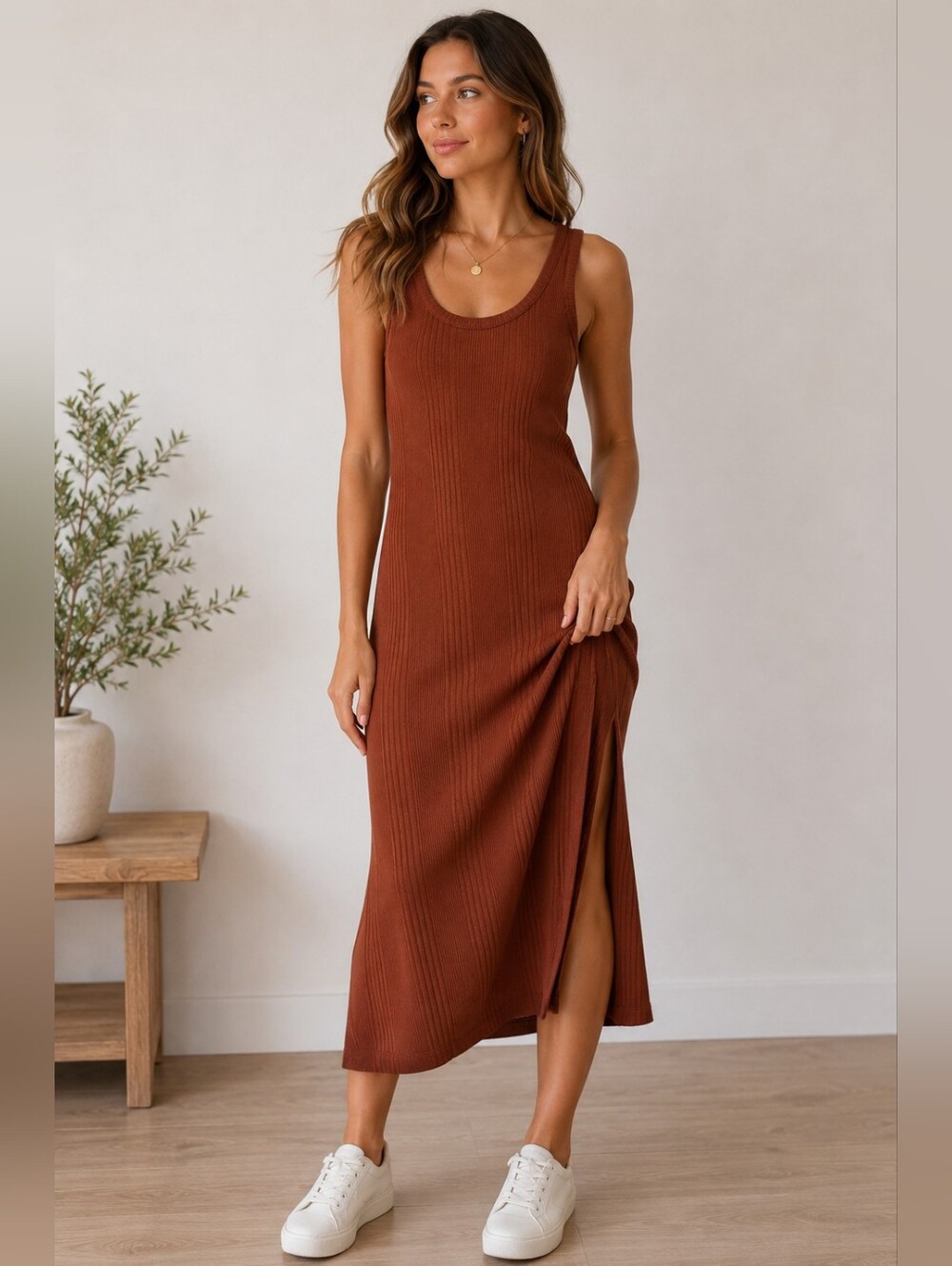 a new day Ribbed Midi Tank Dress – Size Medium